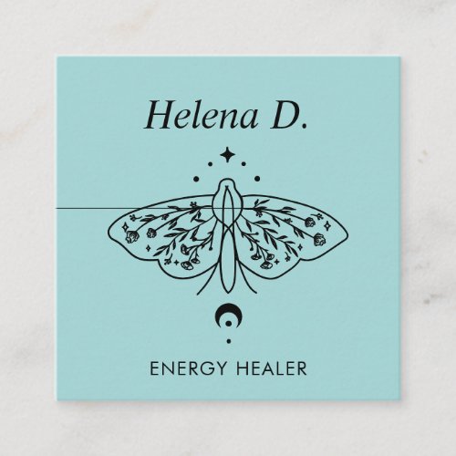 Moth Butterfly Moon Phase Reiki Practitioner Yoga  Square Business Card