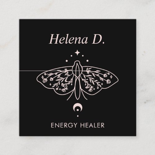 Moth Butterfly Moon Phase Reiki Practitioner Yoga  Square Business Card
