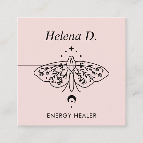 Moth Butterfly Moon Phase Reiki Practitioner Yoga Square Business Card