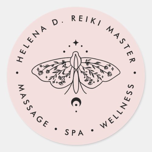 Moth Butterfly Moon Phase Spiritual Reiki  YOGA  Classic Round Sticker