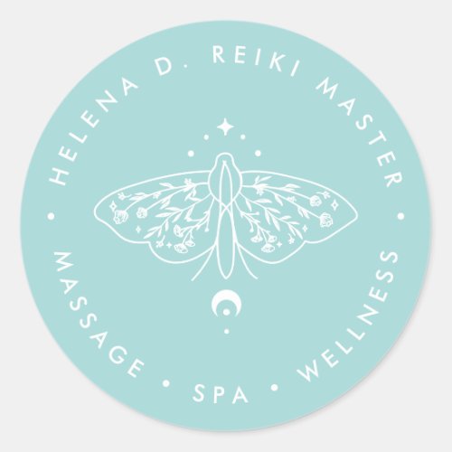 Moth Butterfly Moon Phase Spiritual Reiki  YOGA Classic Round Sticker