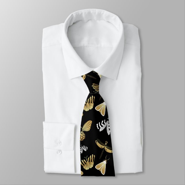 Moth Butterfly Pattern  Neck Tie (Tied)