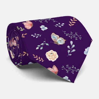 Moth Butterfly Pattern Neck Tie