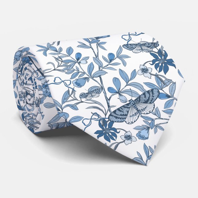 Moth Butterfly Pattern Neck Tie (Rolled)