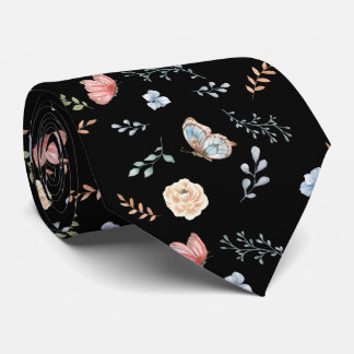 Moth Butterfly Pattern Neck Tie