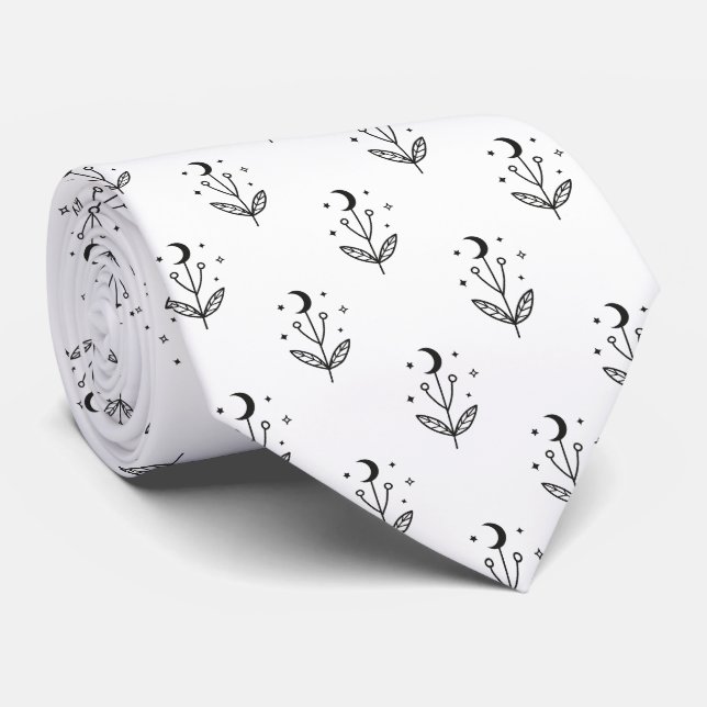 Moth Butterfly Pattern Neck Tie (Rolled)