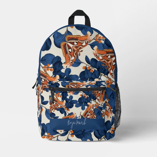  Moth Butterfly Pattern Printed Backpack (Front)