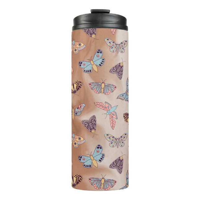 Moth Butterfly Pattern Thermal Tumbler (Front)