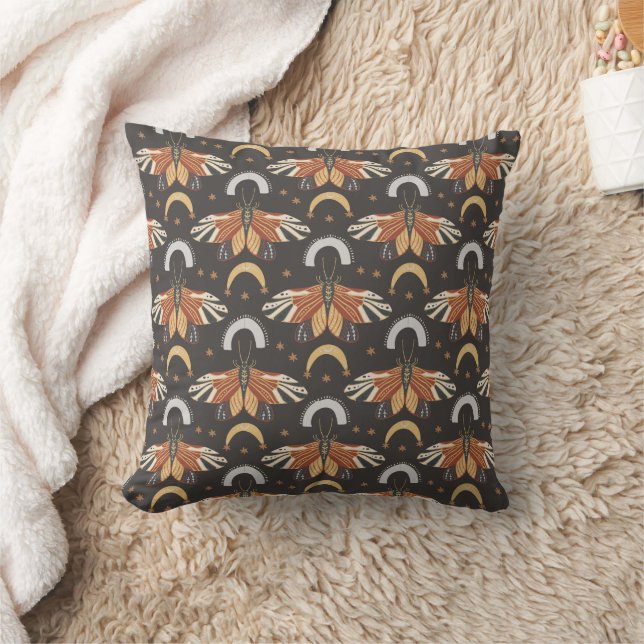 Moth Floral Pattern  Throw Pillow (Blanket)