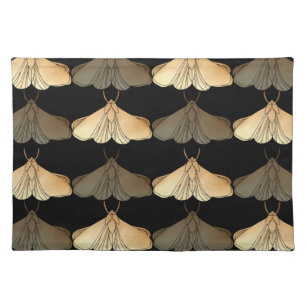 Moth in gold pattern cloth placemat