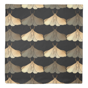 Moth in gold pattern duvet cover