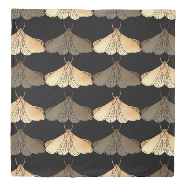 Moth in gold pattern duvet cover (Front)