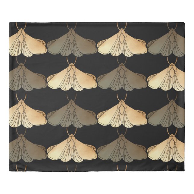 Moth in gold pattern duvet cover (Front)