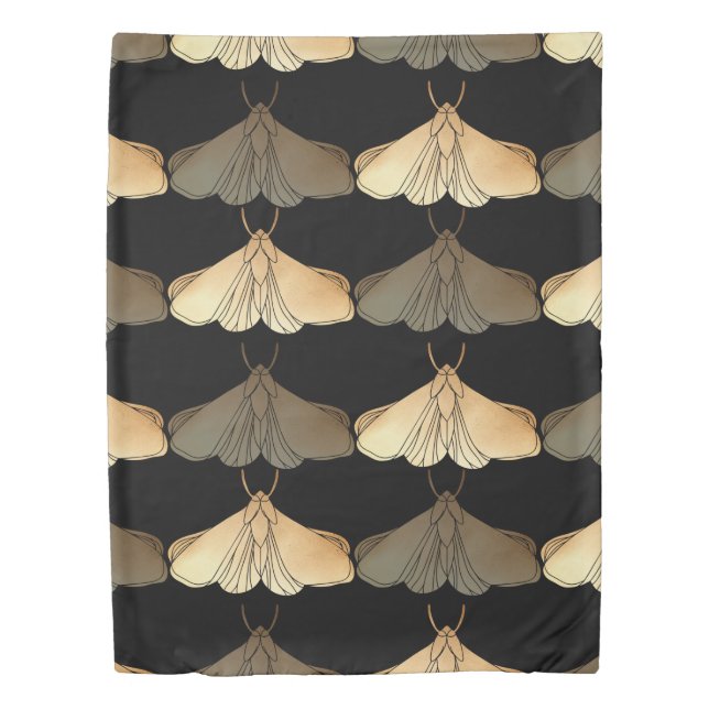 Moth in gold pattern duvet cover (Front)