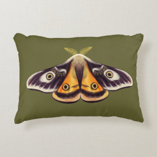 Moth Insect Art Goblincore Saturnia Witchy Green Accent Pillow