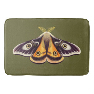 Moth Insect Art Goblincore Saturnia Witchy Green Bath Mat