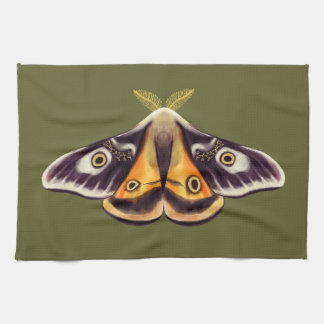 Moth Insect Art Goblincore Saturnia Witchy Green Kitchen Towel