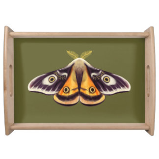 Moth Insect Art Goblincore Saturnia Witchy Green Serving Tray