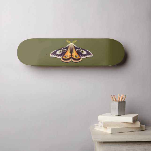 Moth Insect Art Goblincore Saturnia Witchy Green Skateboard (Wall Art (Horz))