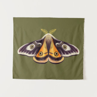 Moth Insect Art Goblincore Saturnia Witchy Green Tapestry