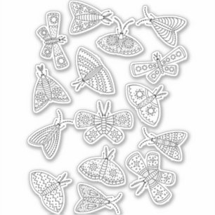 Moth Line Art Drawing Sticker