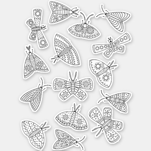 Moth Line Art Drawing Sticker