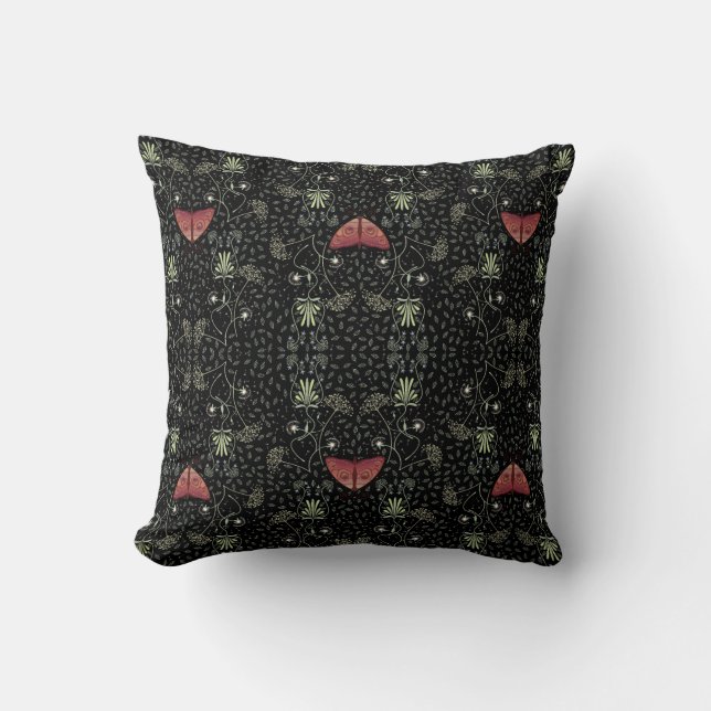 Moth Motif  Throw Pillow (Front)