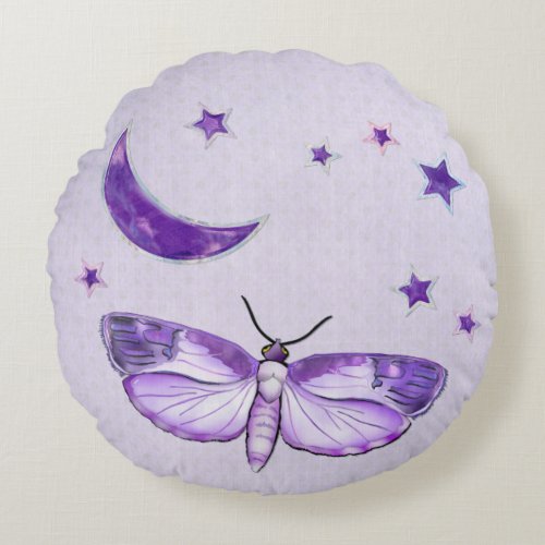 Moth Mystic New Age DECOR ROUND Round Pillow