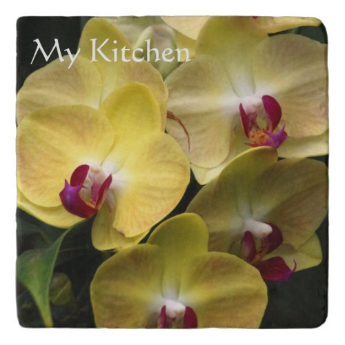 Moth Orchid Flowers Yellow and Red Trivet