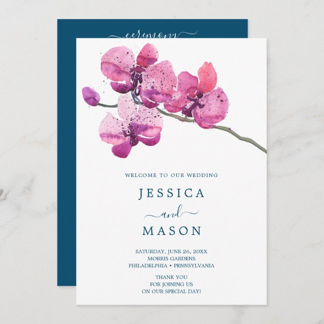 Moth Orchid Wedding Program (Front/Back)