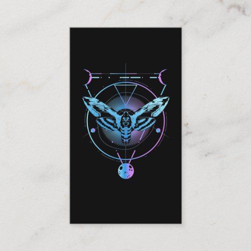 Moth Pastel Goth Geometric Witchy Crescent Business Card