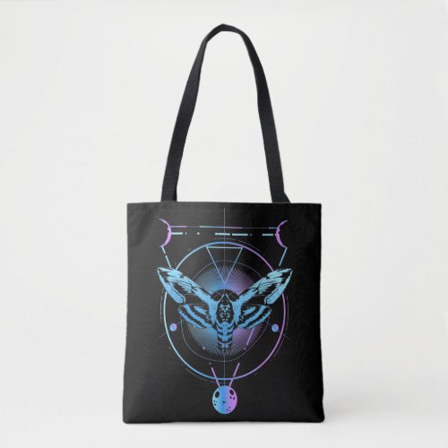 Moth Pastel Goth Geometric Witchy Crescent Tote Bag