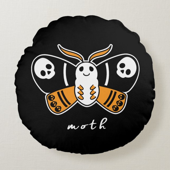 Moth Round Halloween Pillow (Front)