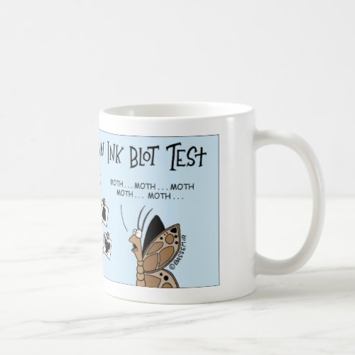 Moth takes an ink blot test coffee mug