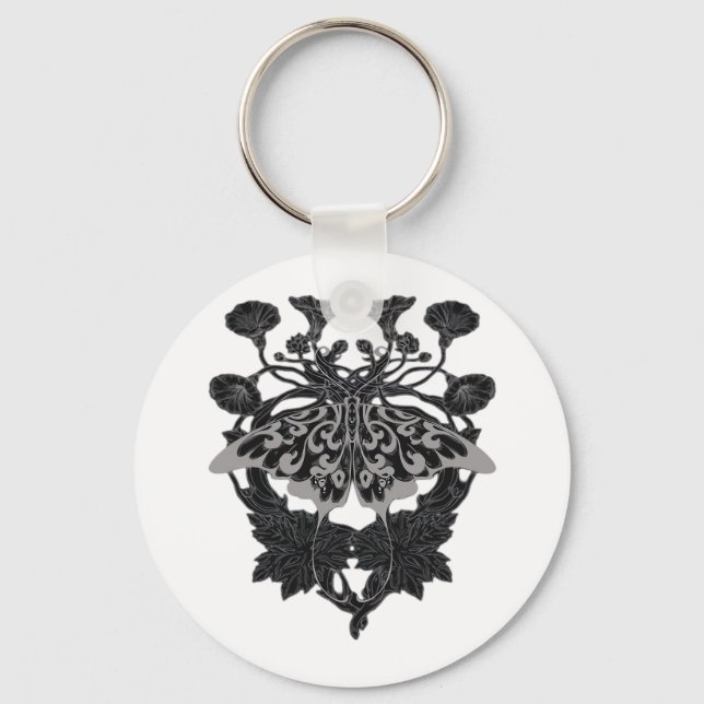 Moth Talisman - Whimsigoth Drawing - White Version Keychain (Front)