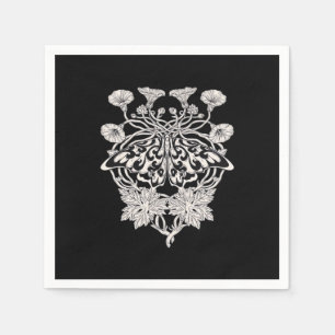 Moth Talisman - Whimsigoth Screenprint Style Drawi Napkins