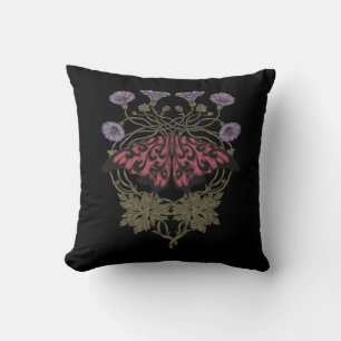 Moth Talisman - Whimsigoth Witchy Art - Color Vers Throw Pillow