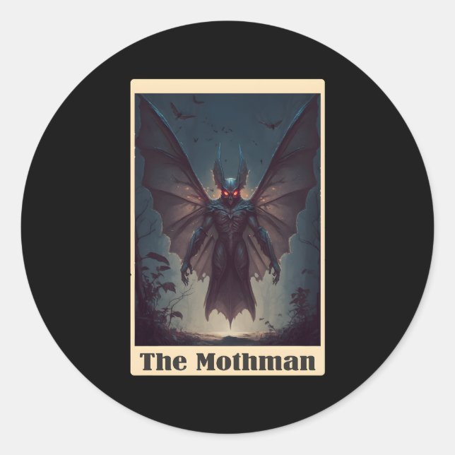 Moth Tarot Card Cryptid Cryptozoology Classic Round Sticker (Front)