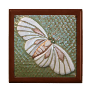 Moth Tile Wooden Jewelry Keepsake Box