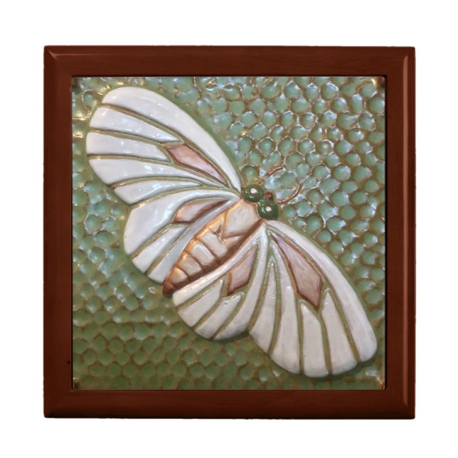 Moth Tile Wooden Jewelry Keepsake Box (Front)