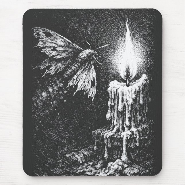 Moth to the Flame — by BurnsInHell Mouse Pad (Front)