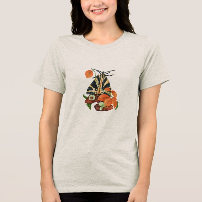 Moth with orange leaves Tri-Blend shirt (Front)