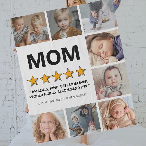 Mother 5 Star Rating  Photo Collage Mom Fleece Blanket