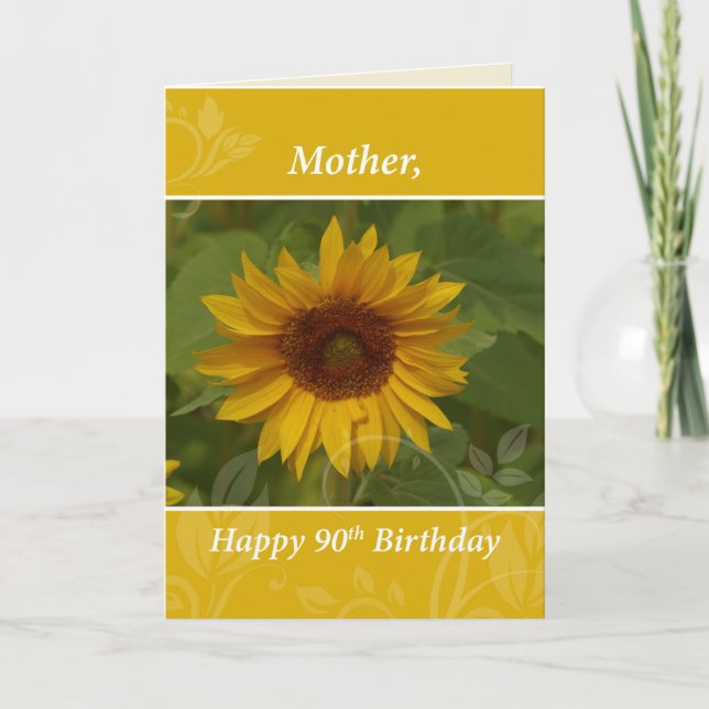 Mother 90th Birthday Sunflower Card (Front)