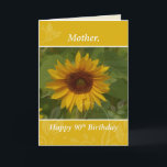 Mother 90th Birthday Sunflower Card<br><div class="desc">An amazing yellow and brown sunflower surrounded by green leaves. What a wonderful design for a woman who loves nature,  especially flowers. A wonderful card to wish the best to your Mother on her Birthday.</div>
