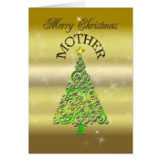 Mother, a gold effect Christmas card (Front)