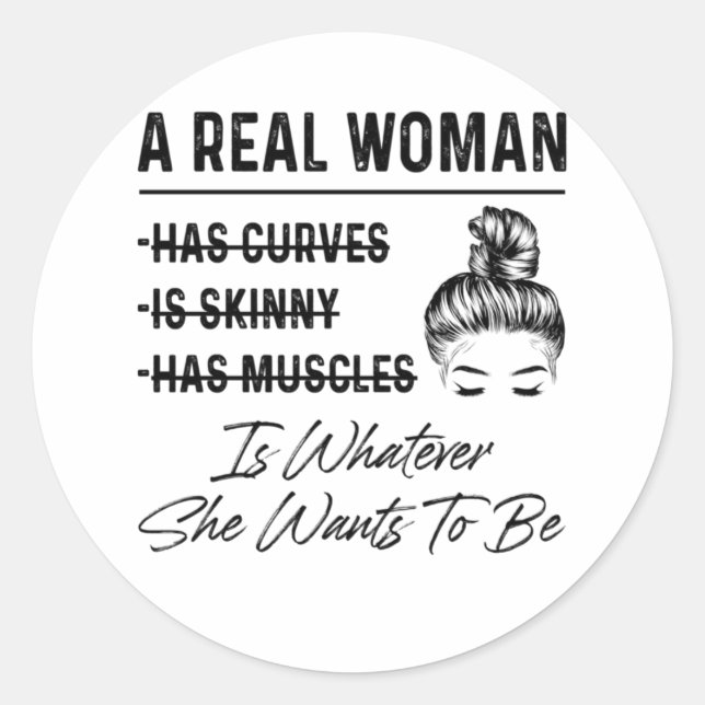 Mother A Real Woman Birthday Classic Round Sticker (Front)