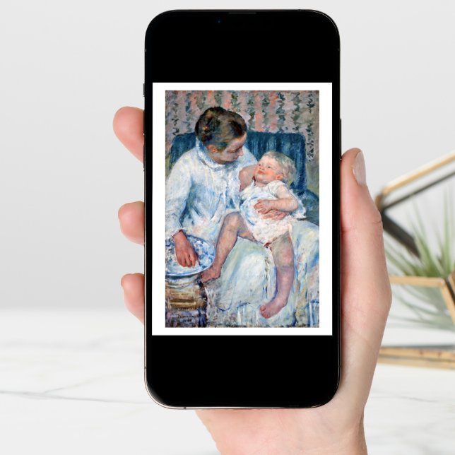Mother About to Wash Her Sleepy Child, Cassatt Card (Front Digital)