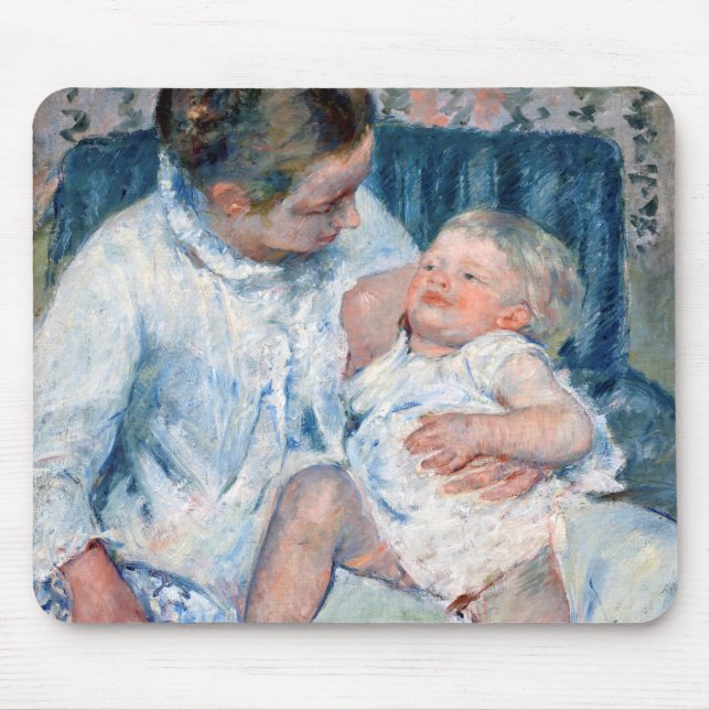 Mother About to Wash Her Sleepy Child, Cassatt Mouse Pad (Front)