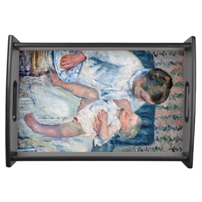 Mother About to Wash Her Sleepy Child, Cassatt Serving Tray (Front)